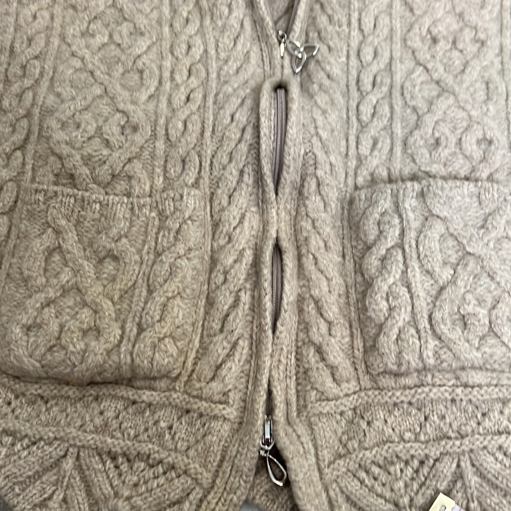 Inis Crafts 100% merino wool zippered cardigan made in Ireland size S - Picture 16 of 16
